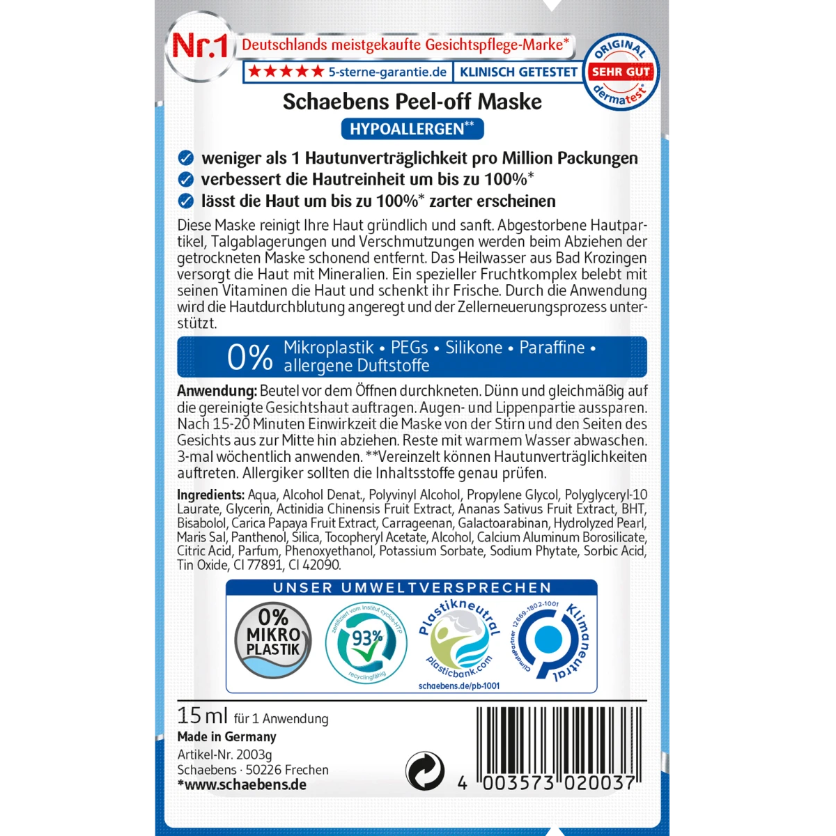 Schaebens - Masque de visage peel off