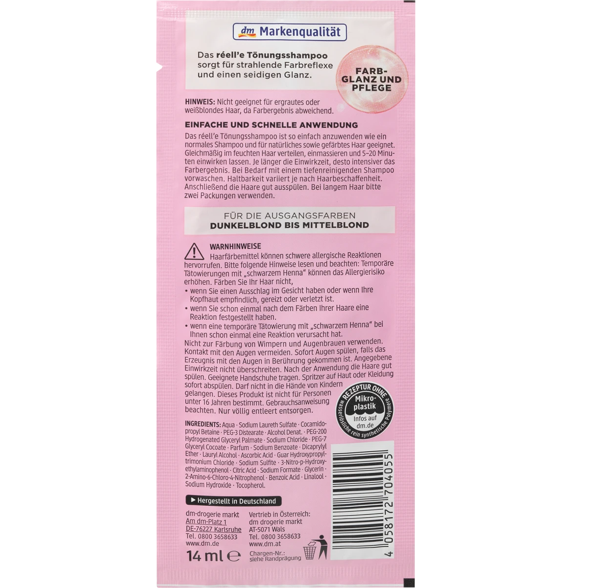 réell'e - Shampooing colorant 7.4 or cuivré