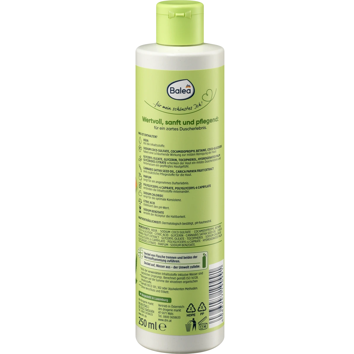 Balea - Gel douche Natural Papaye & Chanvre Bio