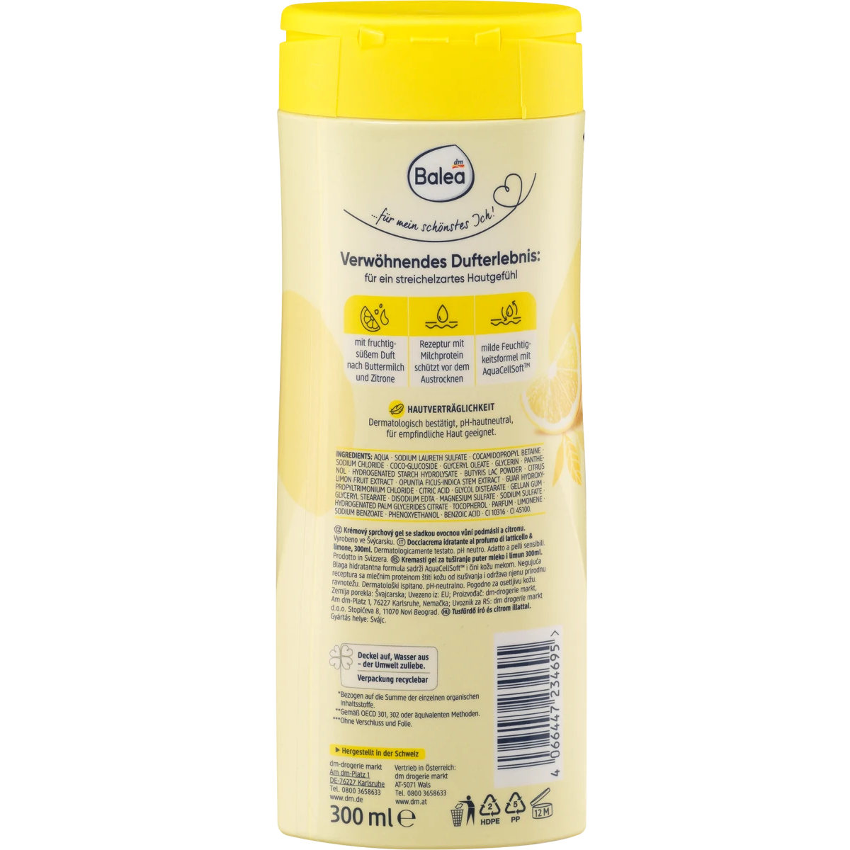 Balea - Gel Douche Lait de Beurre & Citron