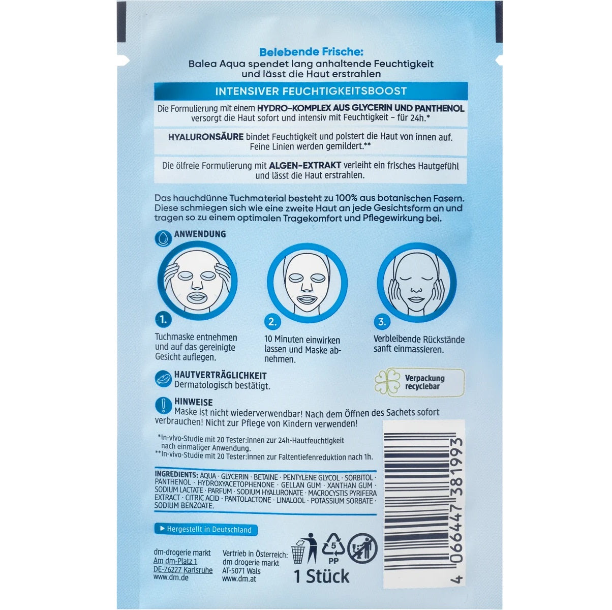 Balea - Masque en tissu Aqua