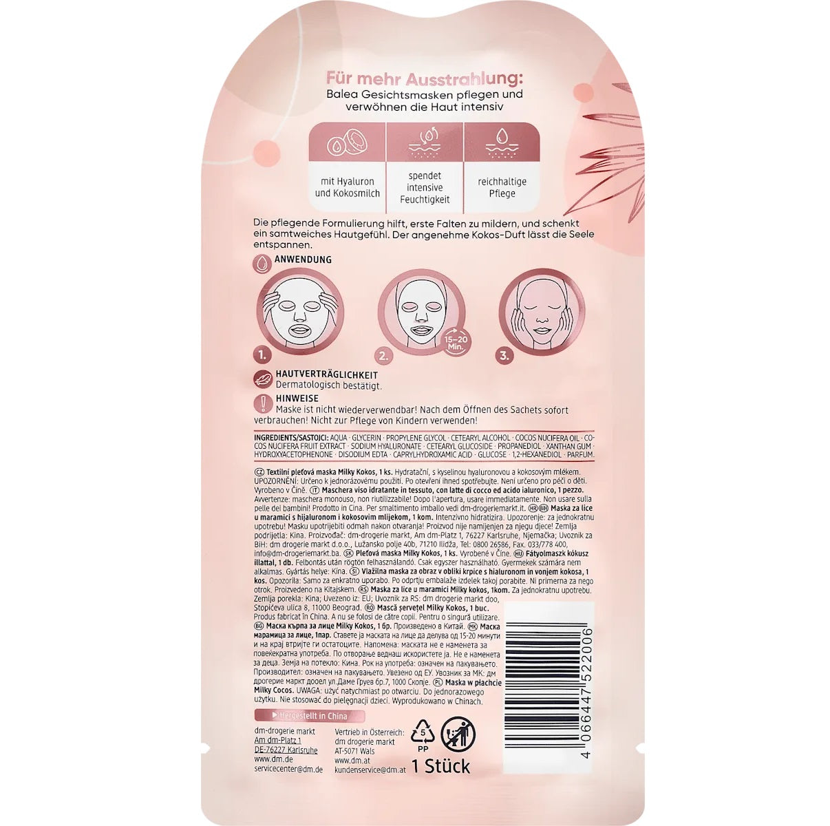 Masque en tissu Milky Cocos, 1 pce