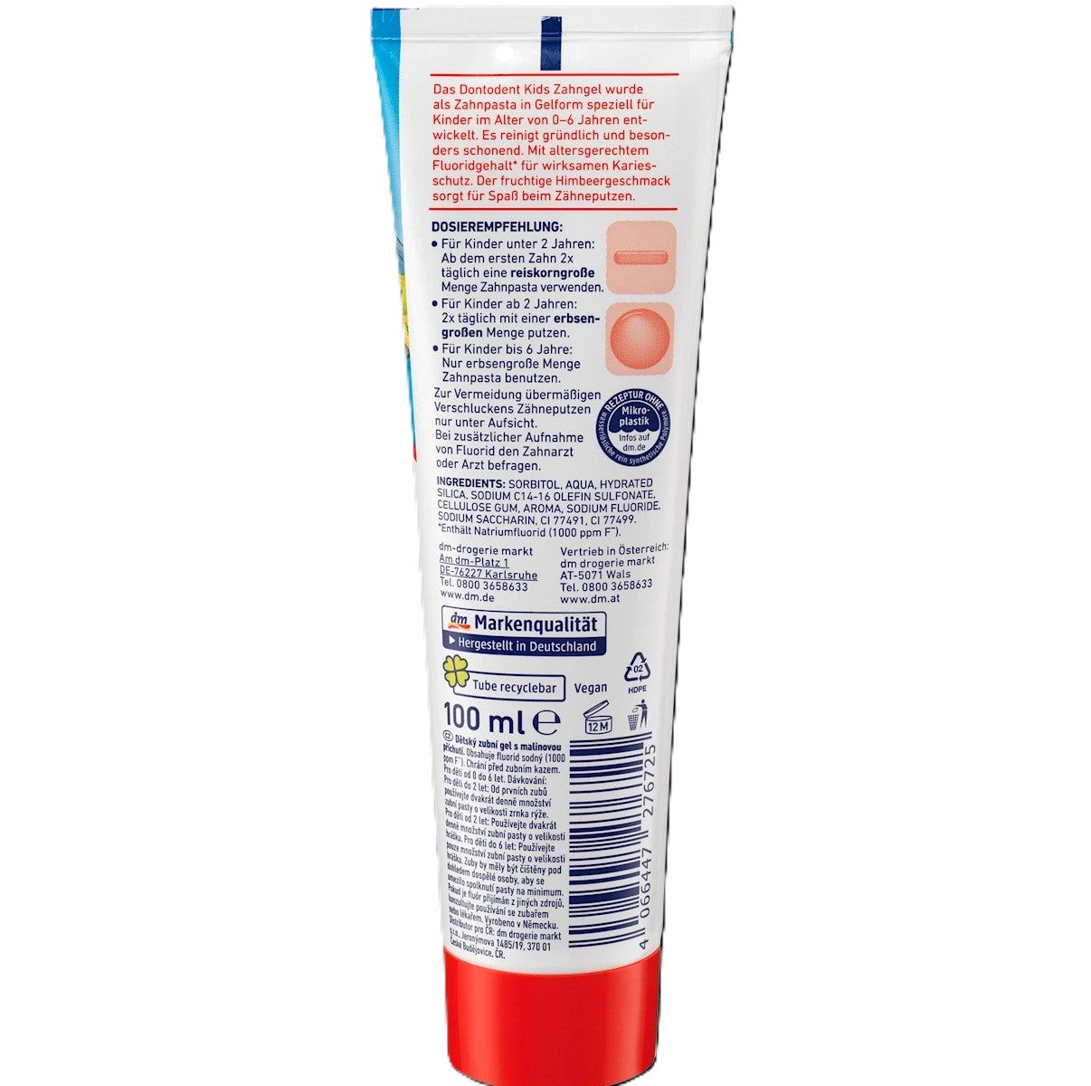 Dm - Dentifrice pour enfants, jusqu'à 6 ans, 100 ml