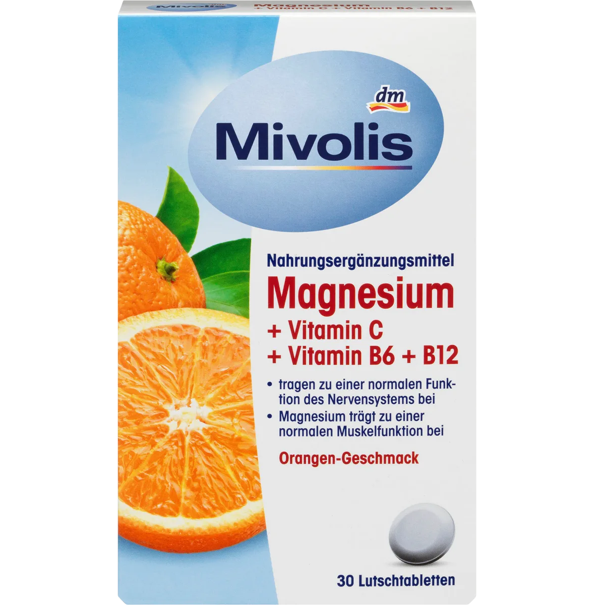 Magnésium + vitamine C + vitamine B6 + B12, pastilles à sucer, 30 pcs.