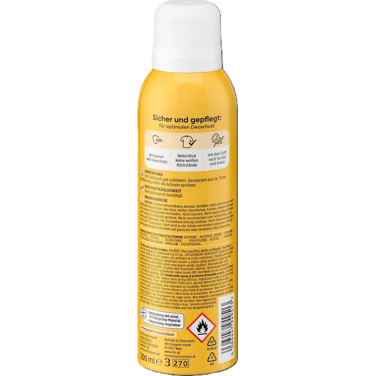 Balea - Déodorant Vanille & coco, 200 ml